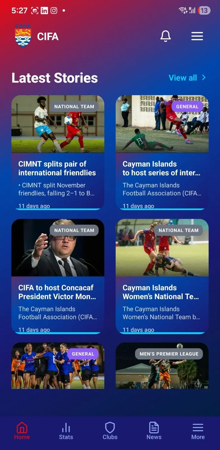 CIFA App - League Table & Standings