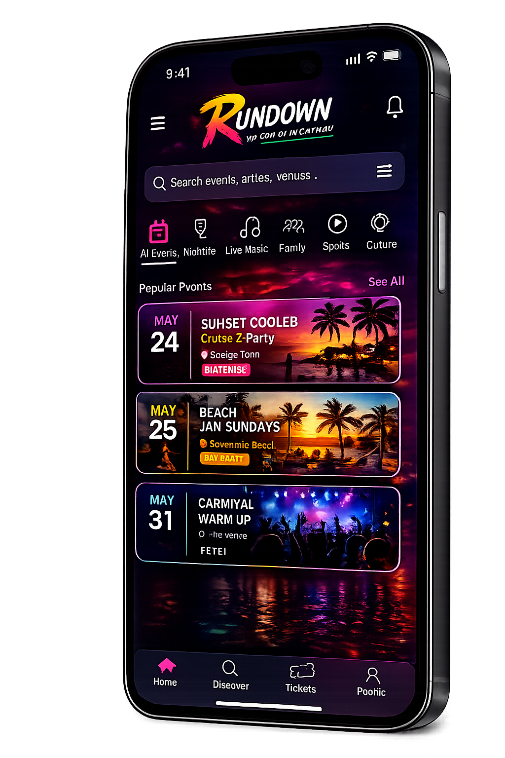 Rundown Events App