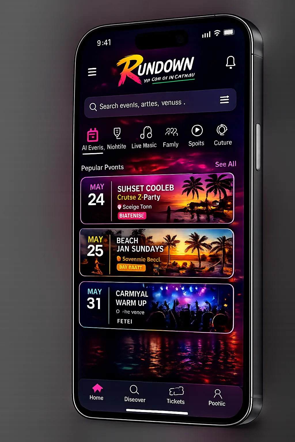 Rundown Events App